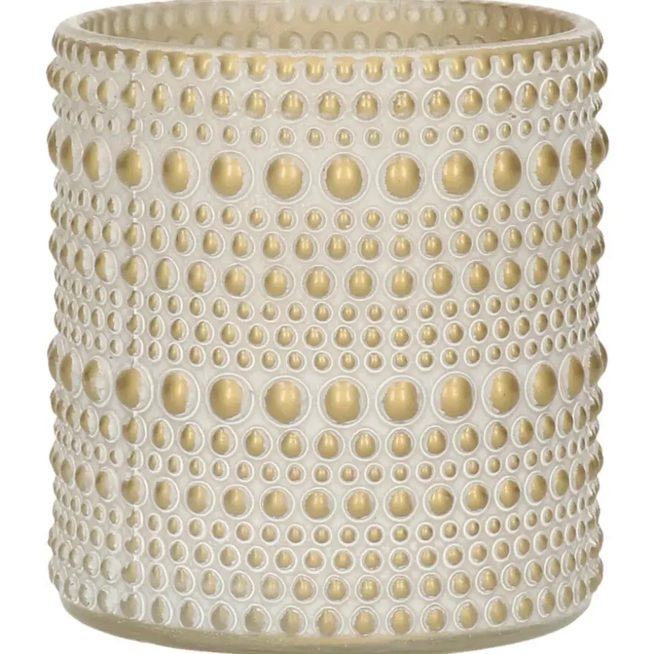 Countryfield theelichthouder/kaarsenhouder - creme/goud - H8 cm