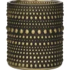 Countryfield theelichthouder/kaarsenhouder - zwart/goud - H8 cm