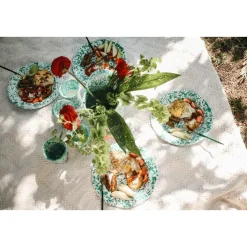 Crow Canyon Home Dinerborden Splatter - Set van 4 - Turquoise