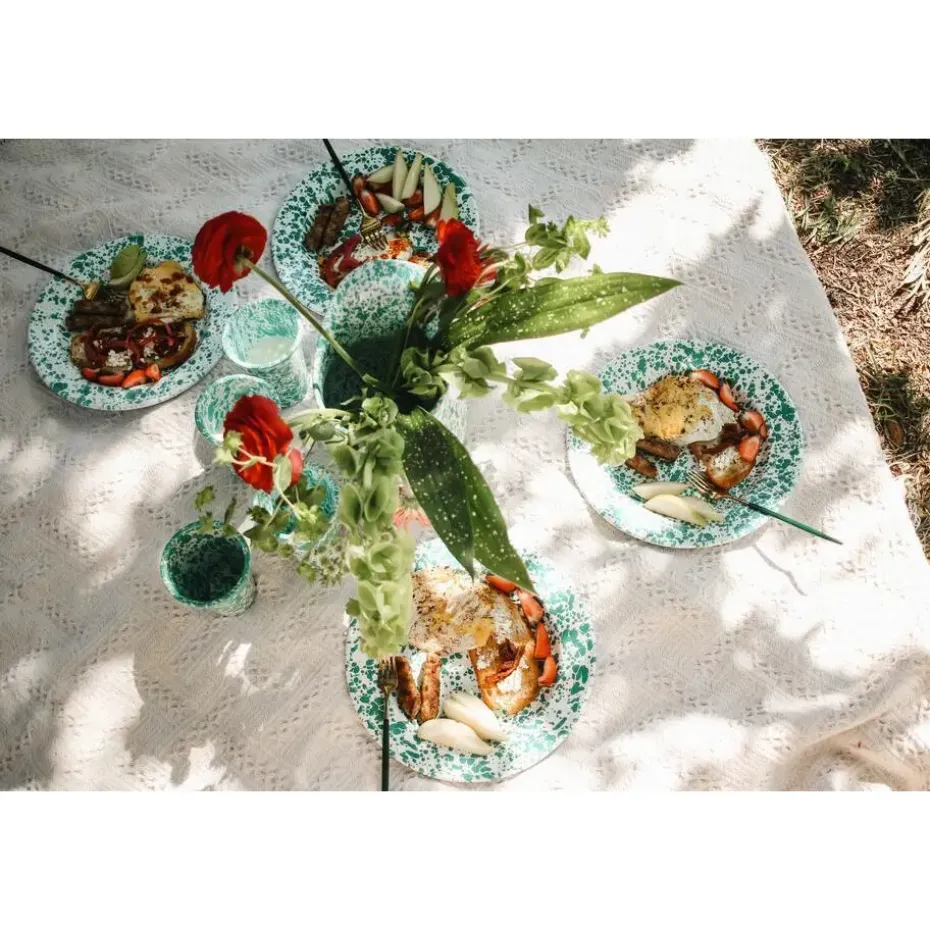 Crow Canyon Home Dinerborden Splatter - Set van 4 - Turquoise