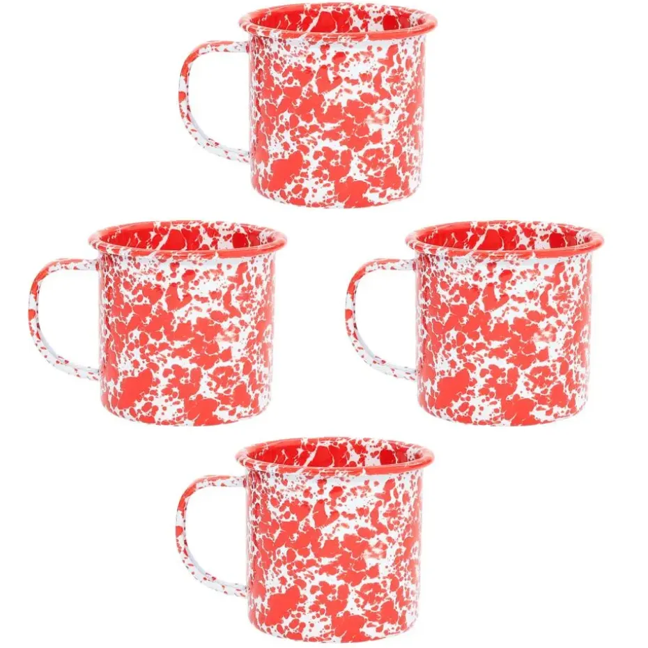 Crow Canyon Home Mokkenset Splatter - 4 Stuks - Rood