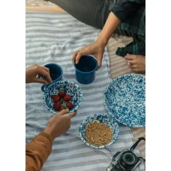 Crow Canyon Home Serviesset Splatter - 4-delig - Blauw
