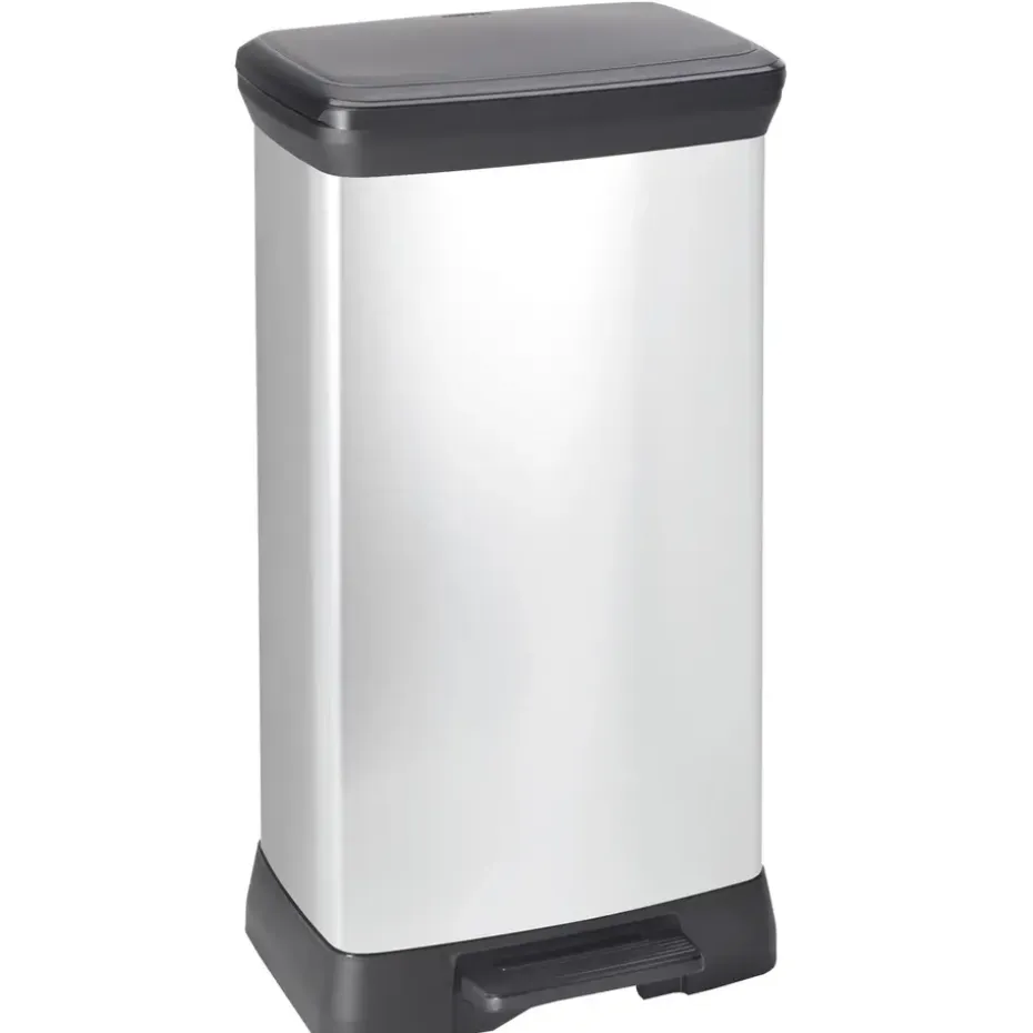 Curver Decobin Prullenbak- 50L - 39x29x72 cm - Zilver Metallic