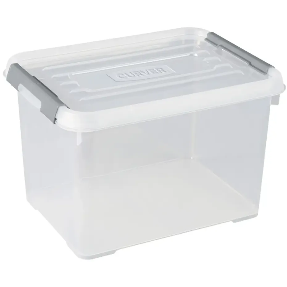 Curver Handy+ Opbergbox - 20L - 3 stuks - Transparant met deksel