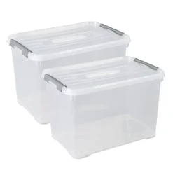 Curver Handy+ Opbergbox - 65L - 2 stuks - Transparant met deksel