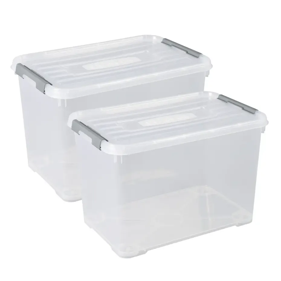 Curver Handy+ Opbergbox - 65L - 2 stuks - Transparant met deksel