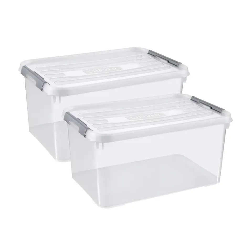 Curver Handy+ Opbergbox - 50L - 2 stuks - Transparant met deksel