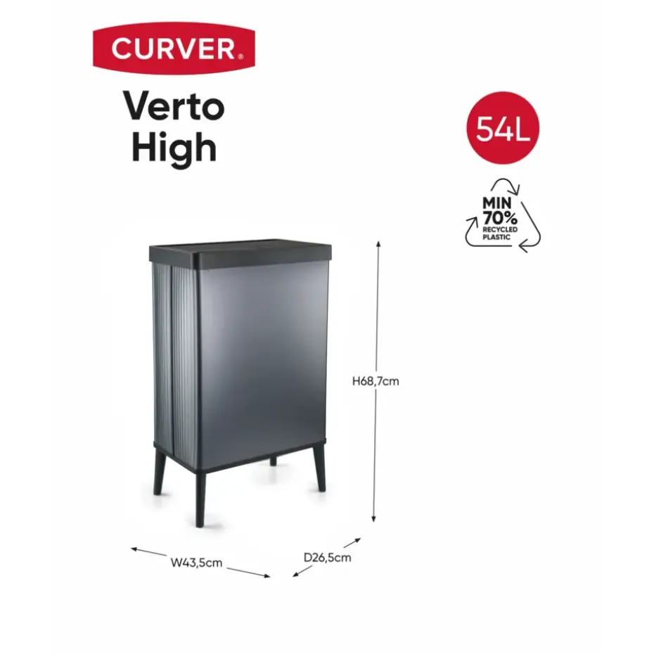 Curver Verto High - Prullenbak 54L - Blauw - 44x27x69cm