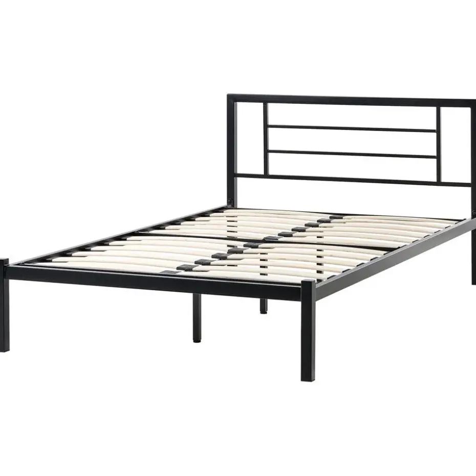 CUSSET - Tweepersoonsbed - Zwart - 120 x 200 cm - Metaal