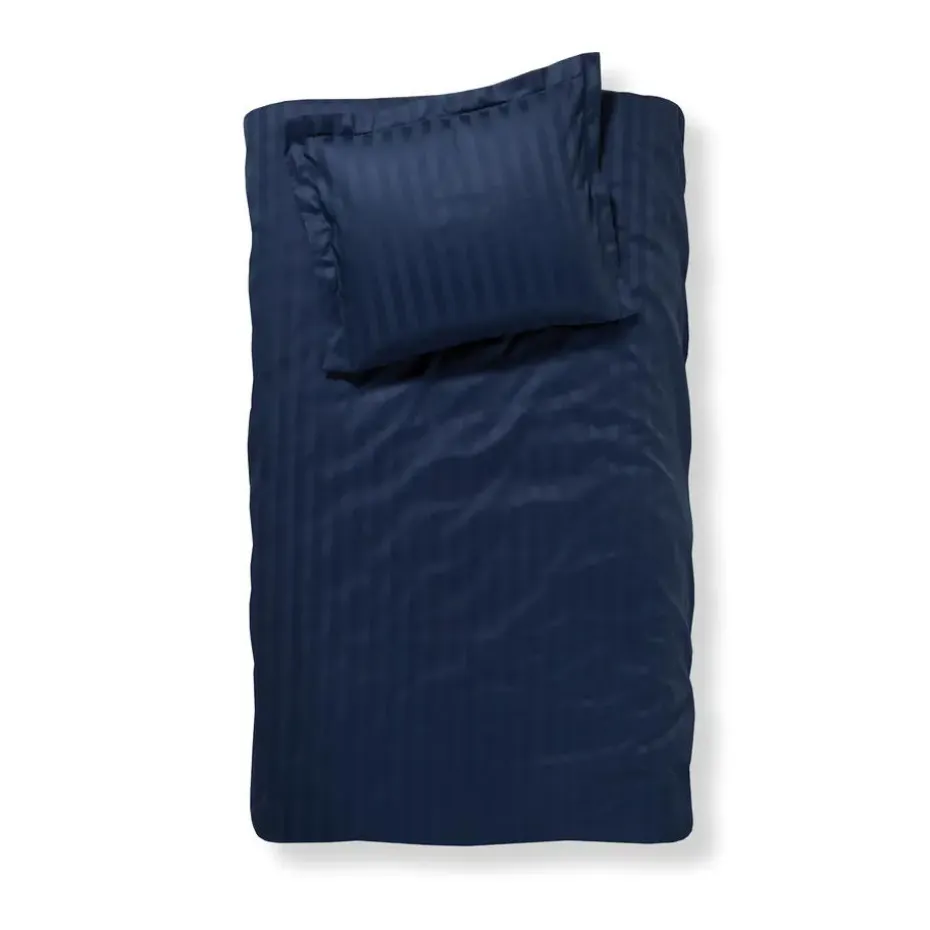 Damai dekbedovertrek katoen-satijn - 140x200/220 cm - Blauw gestreept