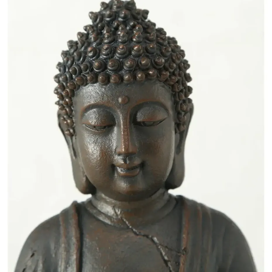 Deco by Boltze Boeddha beeld Zen - donkerbruin - 13 x 10 x 20 cm