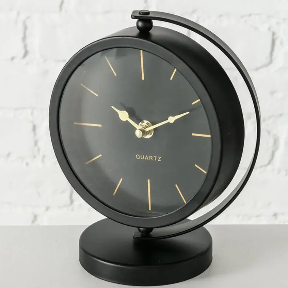 Deco by Boltze Tafelklok Montreux - zwart/goud - 20 x 15 cm