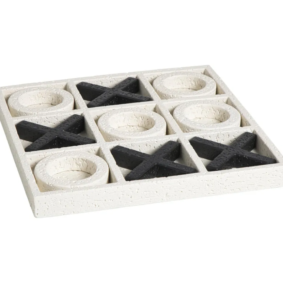 Deco object Game - zwart/off-white - 30x30 cm