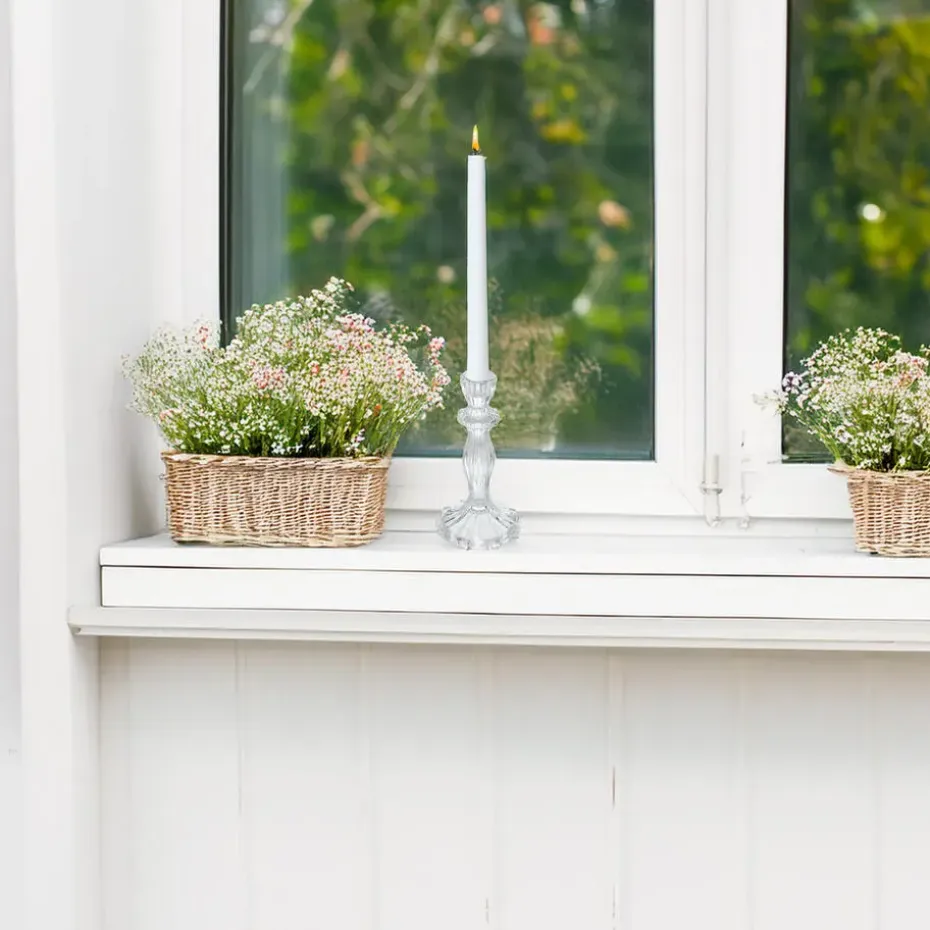 Decoration kaarsen kandelaar - dinerkaarsen - glas - 20 cm
