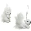 Decoris Eekhoorn kersthangers - 2x st - wit - 6 cm - kunststof
