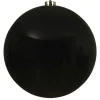 Decoris Kerstbal - zwart - groot - kunststof - 20 cm