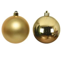 Decoris Kerstballen - 12 stuks - goudkleurig - mat en glans