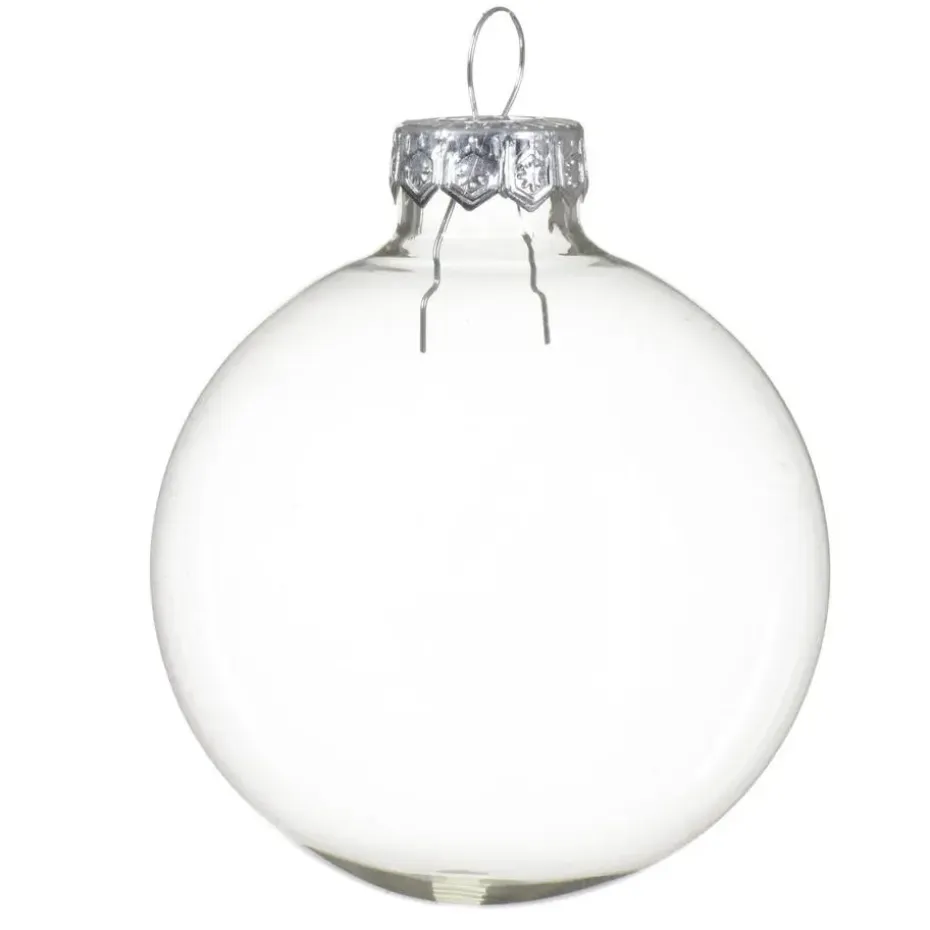 Decoris kerstballen - 6x - transparant parelmoer - D8 cm - glas