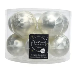 Decoris Kerstballen set - 10x - wit - glas - mat-glans - 6 cm