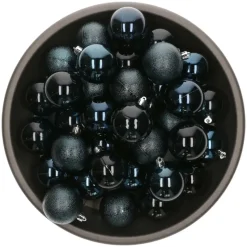 Decoris kunststof kerstballen - 25x stuks - 8 cm -donkerblauw