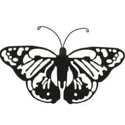 Decoris muurvlinder - tuindecoratie - zwart - metaal - 36 x 25 cm