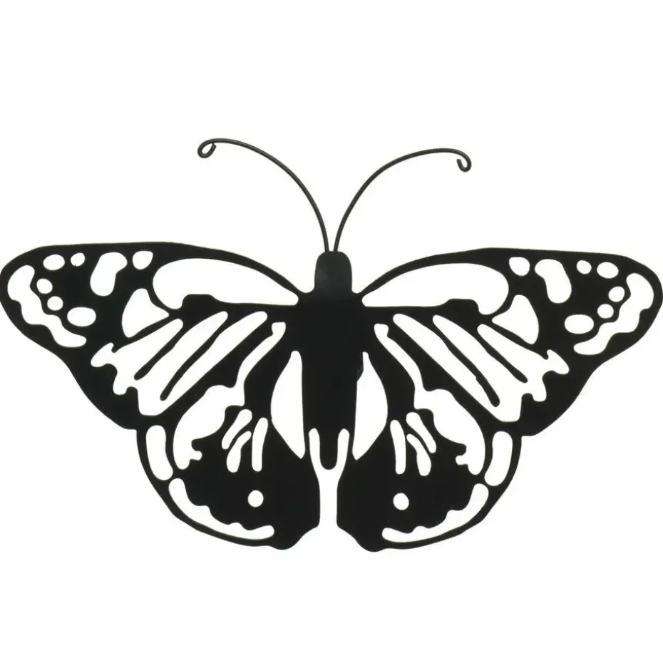 Decoris muurvlinder - tuindecoratie - zwart - metaal - 36 x 25 cm