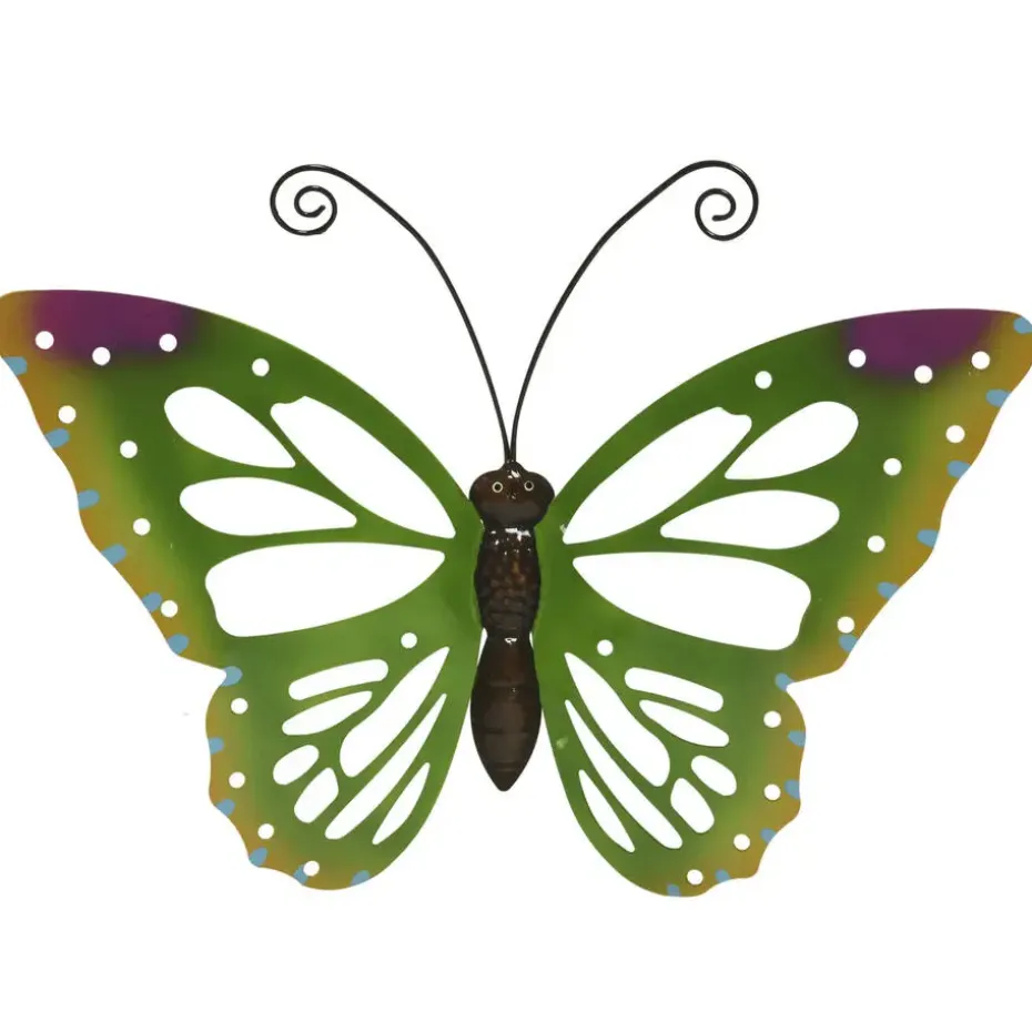 Decoris Tuindecoratie vlinder - groen - metaal - 51 x 38 cm