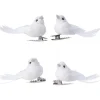 Decoris vogeltjes - 4x stuks - wit - kunststof - 5 cm - op clip