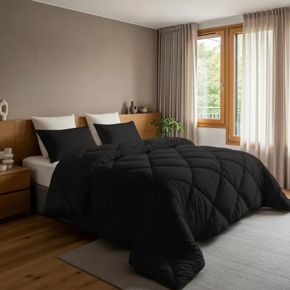 Dekbed zonder Overtrek Diamond 240x200 – Incl. Kussenslopen – Wasbaar – Zwart