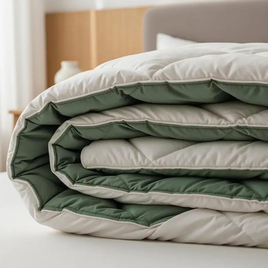 Dekbed zonder Overtrek Diamond 240x200 – Met Kussenslopen– Wasbaar – Crème/Groen