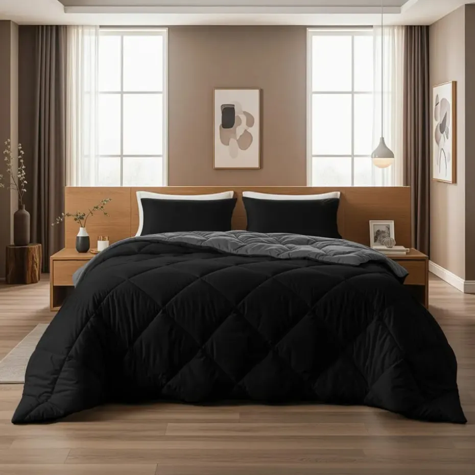 Dekbed zonder Overtrek Diamond 140x200 – Incl. Kussenslopen – Wasbaar – Zwart