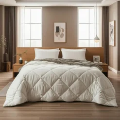 Dekbed zonder Overtrek Diamond 200x200 – Met Kussenslopen – Wasbaar – Crème/Kaki