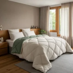 Dekbed zonder Overtrek Diamond 140x200 – Met Kussenslopen– Wasbaar – Crème/Groen