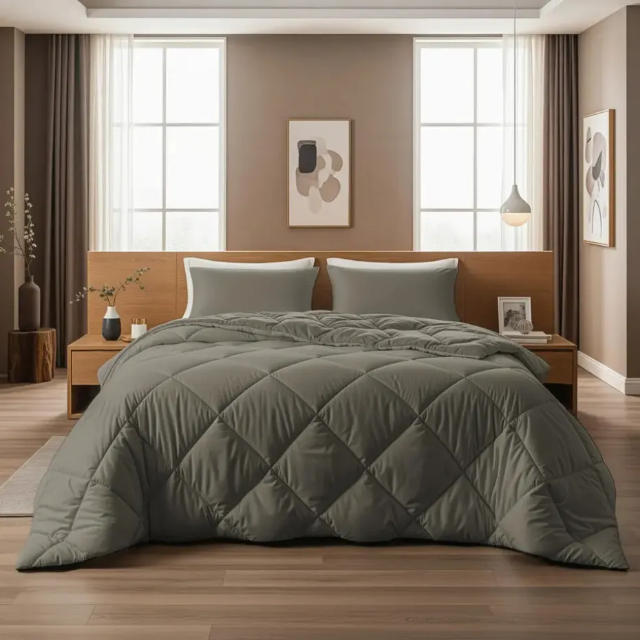 Dekbed zonder Overtrek Diamond 240x200 – Incl. Kussenslopen – Wasbaar – Kaki