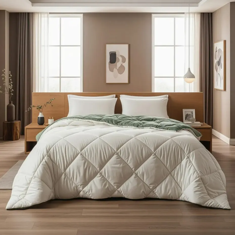 Dekbed zonder Overtrek Diamond 200x200 – Met Kussenslopen – Wasbaar – Groen/Kaki