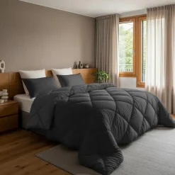 Dekbed zonder Overtrek Diamond 140x200 – Met Kussenslopen – Wasbaar – Antraciet