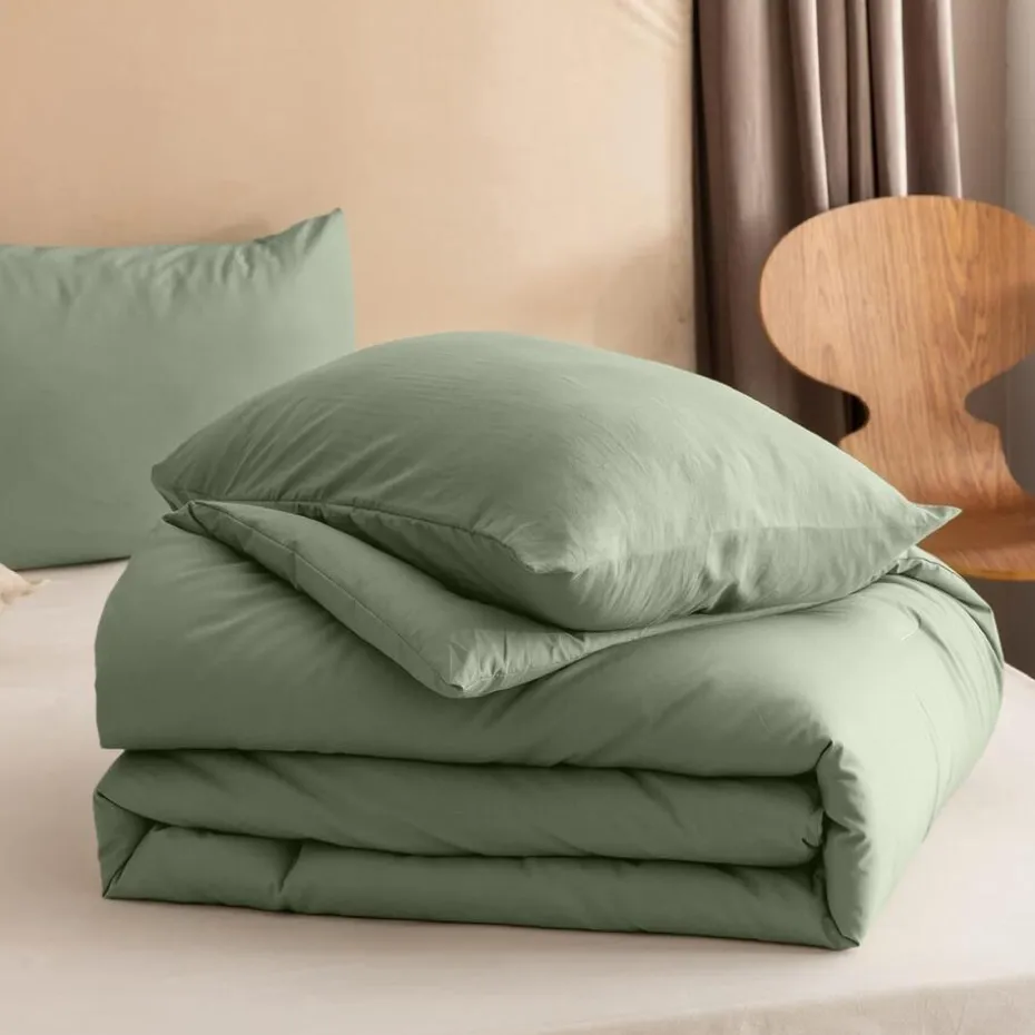 Dekbed zonder Overtrek 135x200 – Incl. Kussenslopen – Wasbaar – Groen