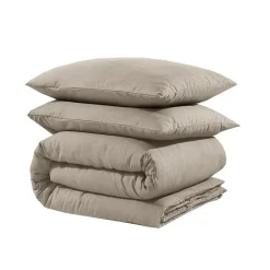 Dekbedovertrek Leaves 200x200 – Fluweelzacht Uni Design – Taupe