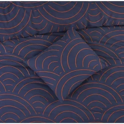 Dekbedovertrek Sendai grafisch - blauw/caramel - 240x200/220 cm