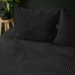 Dekbedovertrek Teddy Rib 200x220 – Fluweelzacht & Knus Design - Zwart