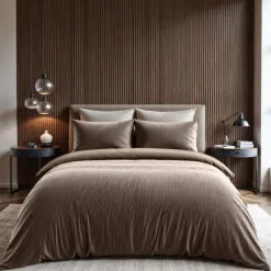 Dekbedovertrek Velvet Cartier 240x220 – Fluweelzacht Uni Design – Taupe
