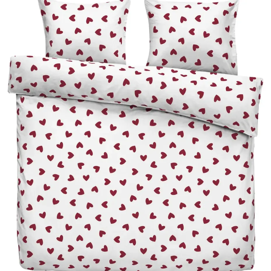Dekbedovertrek Wies - wit/rood - 200x200/220 cm