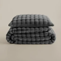 Dekbedovertrek 200x220 – Pompom Design & Warm Flanel Fleece - Antraciet