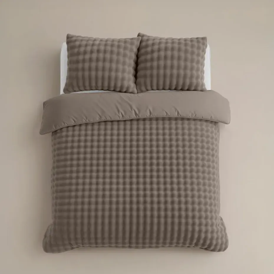 Dekbedovertrek 140x220 – Pompom Design & Warm Flanel Fleece - Taupe