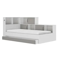 Diagone Bed Erwan - Opbergruimte - 90x200cm - Grijs/Wit