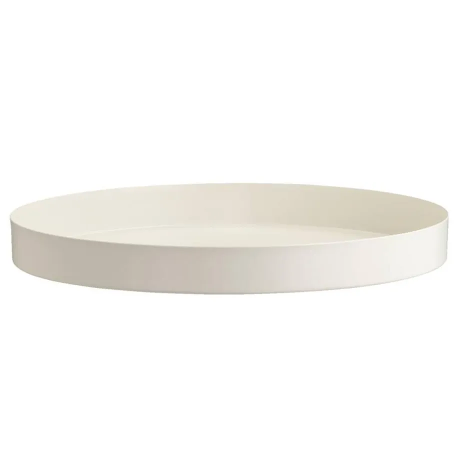 Dienblad Fenno decoratief - crèmekleurig metaal - Ø30 cm