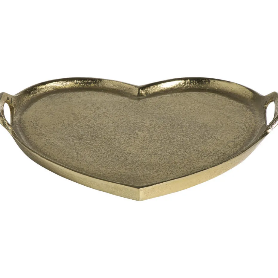 Dienblad Hart goudkleur aluminium - 30x33 cm