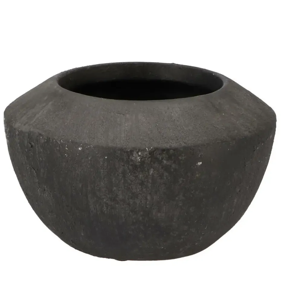 DK Design Bloempot Maya - verweerd zwart - D25 x H16 cm - rustiek