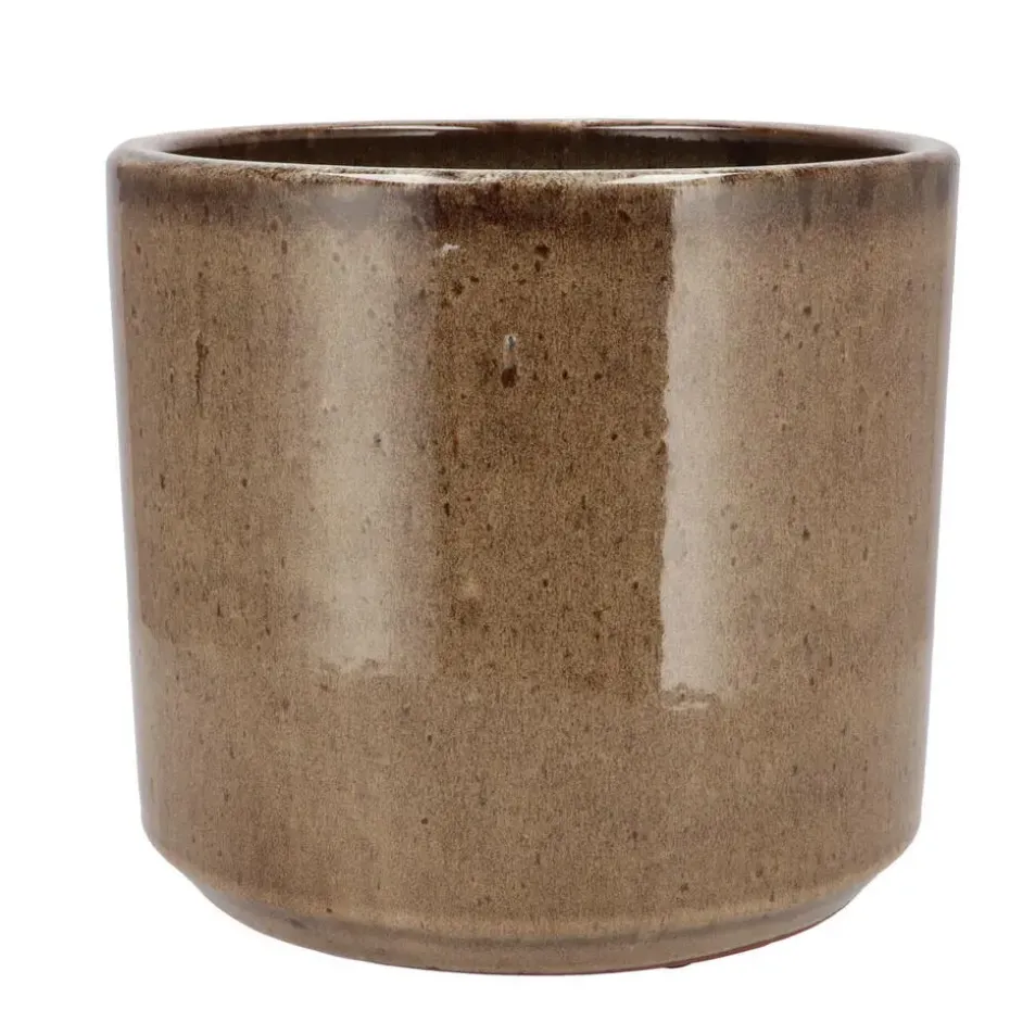 DK Design Bloempot model Brown Glaze - taupe - D18 x H20 cm - glanzend