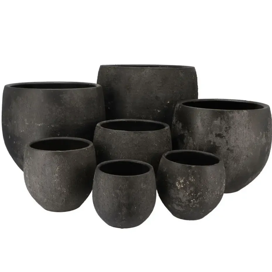 DK Design Bloempot model Maya - verweerd zwart - D32xH35cm - rustiek